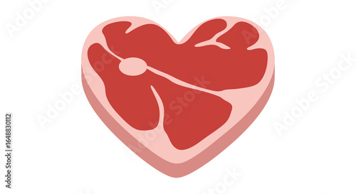 Heart Shaped Steak Cut Illustration for Valentine s Day or Butcher Shop