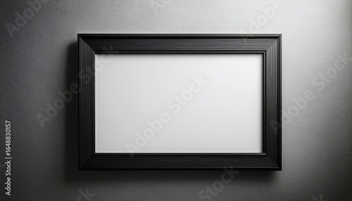 Black Frame Mockup on Wall with Horizontal Blank Canvas for Painting
