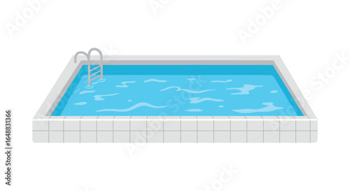 Isolated Swimming Pool Illustration with Ladder and Blue Water for Summer Fun