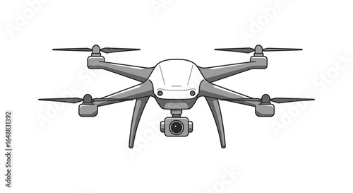 Drone Illustration Modern Unmanned Aerial Vehicle with Camera for Photography and Videography