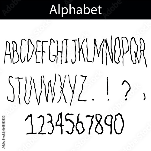 alphabet, font alphabet, letters, numbers, punctuation, punctuation marks, vector