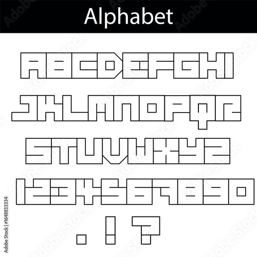 alphabet, font alphabet, letters, numbers, punctuation, punctuation marks, vector