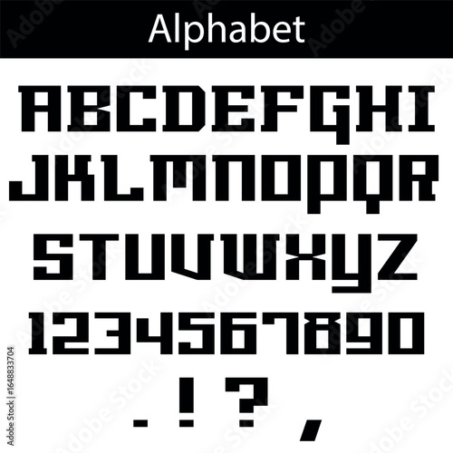 alphabet, font alphabet, letters, numbers, punctuation, punctuation marks, vector