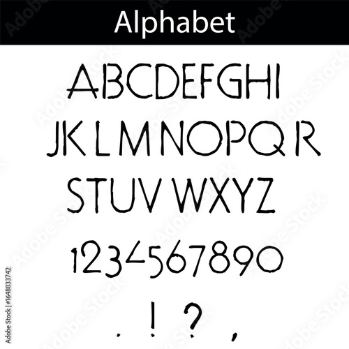 alphabet, font alphabet, letters, numbers, punctuation, punctuation marks, vector