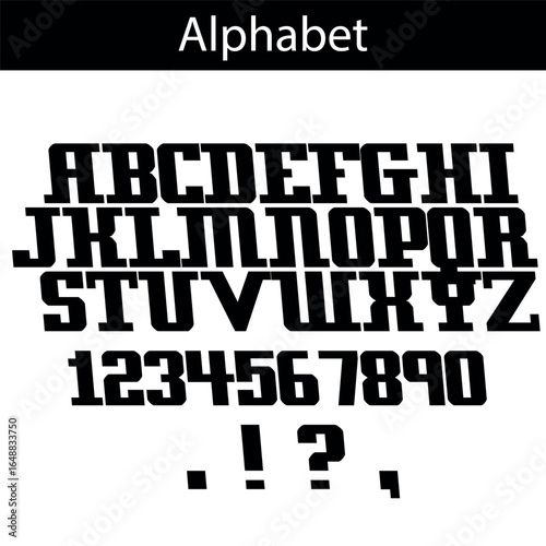 alphabet, font alphabet, letters, numbers, punctuation, punctuation marks, vector
