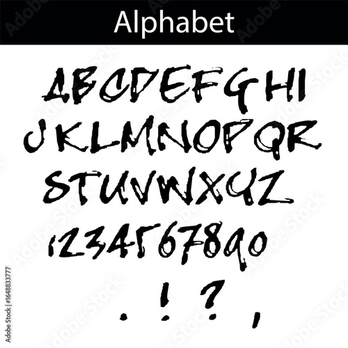 alphabet, font alphabet, letters, numbers, punctuation, punctuation marks, vector