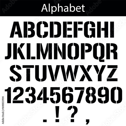 alphabet, font alphabet, letters, numbers, punctuation, punctuation marks, vector