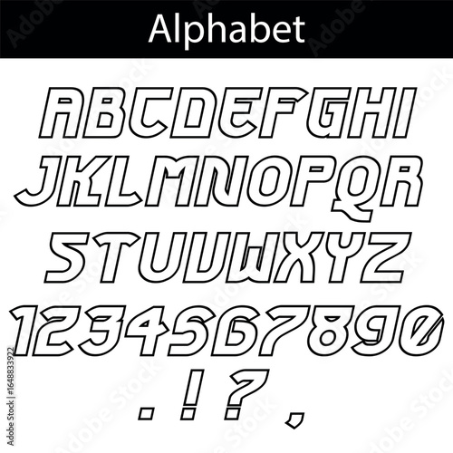 alphabet, font alphabet, letters, numbers, punctuation, punctuation marks, vector