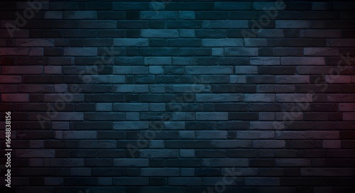 Seamless futuristic brick wall with dark tones and vignette. Cyberpunk-inspired design in high resolution, perfect for modern, edgy, and urban background projects