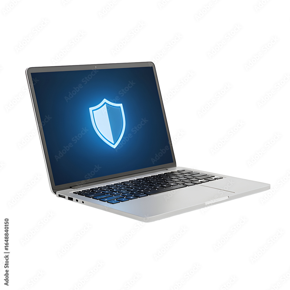 Fototapeta premium Secure Laptop: Data Protection Shield for Privacy and Online Security with Firewall