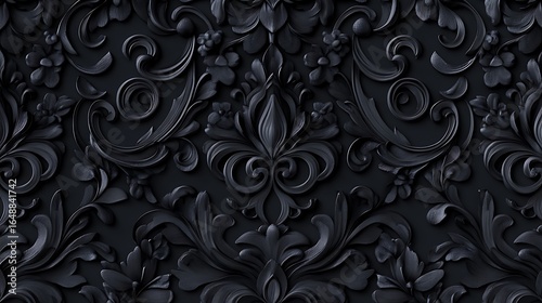 Elegant dark floral relief pattern photo for backgrounds and decorative designs with artistic details