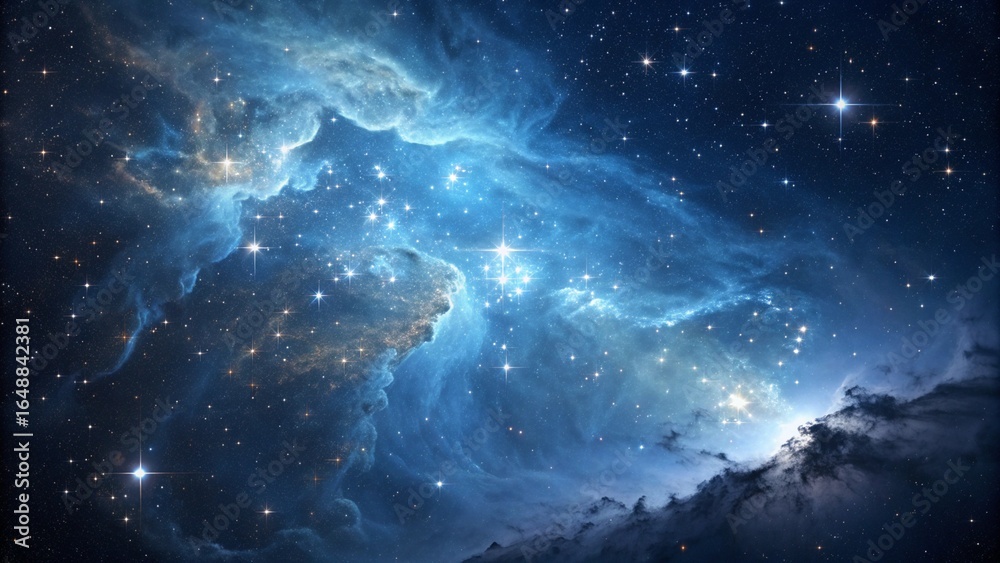 Obraz premium Stunning cosmic blue-white cloud in deep space.