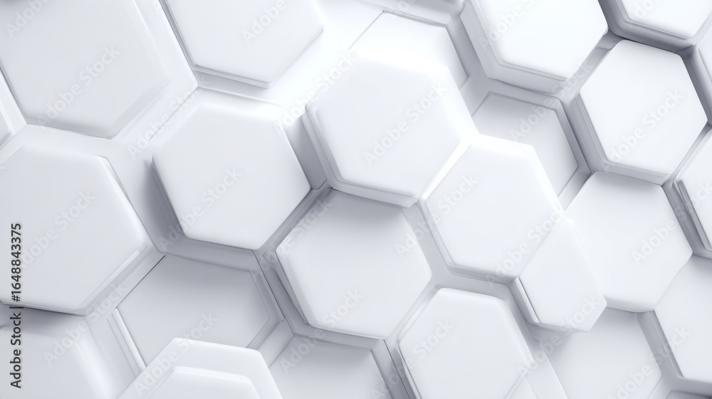 Abstract background of white hexagonal shapes, geometric pattern, rendering, modern design, clean texture. Abstract background of white hexagonal shapes, geometric pattern, rendering, modern design, clean texture.
