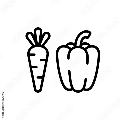 Carrot and bell pepper outline icon