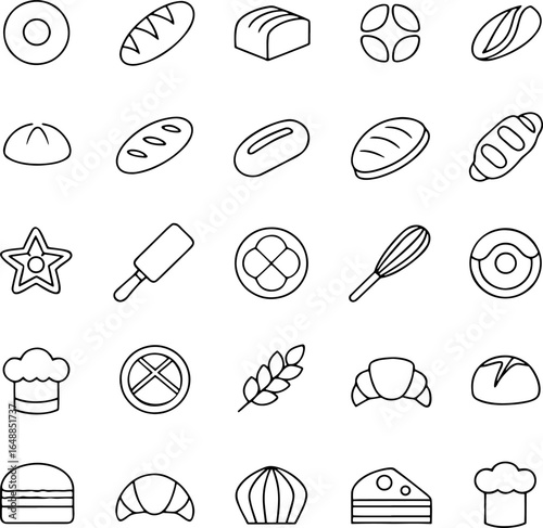 Collection of Bakery and Pastry Line Art Icons