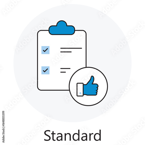 Standard Icon, Industry Standard Guidelines, Setting the Benchmark, Setting the Benchmark, Meeting the Criteria, Quality Control Measures, Approved Compliance Standards, vector
