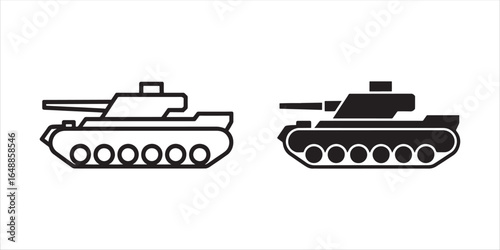 Tank silhouette illustration symbolizing military power and armored vehicle design