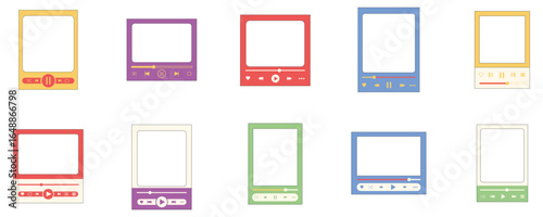 Set of Music UI Frame vector isolated