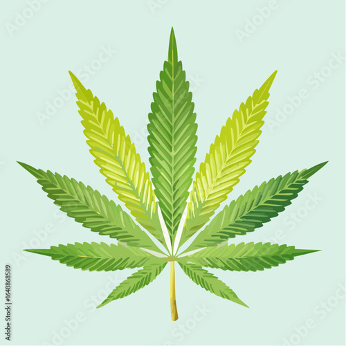 Feuille de cannabis, fond bleu clair