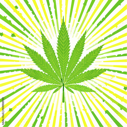 Jolie feuille de cannabis su un fond dynamique coloré