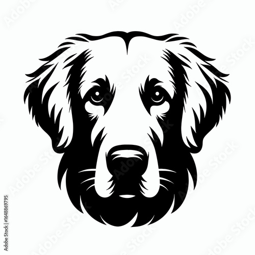 Golden Retriever Dog peeking. Cartoon Animal Clipart Silhouette Vector Illustration Line Art Illustration. Canine buddy looking breed domestic spying pup watching.