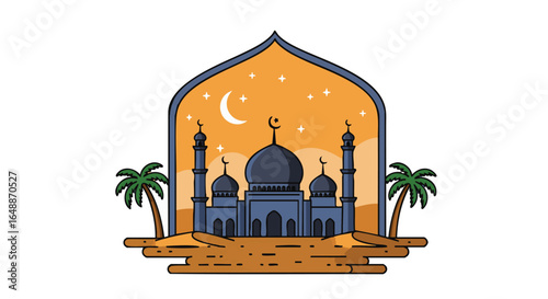 Mosque in Desert Oasis Frame