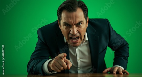 Aggressive businessman pointing and shouting
