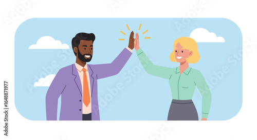Business partners highfiving