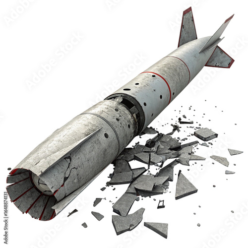 Damaged missile wreckage symbolizing failed mission or defense breakdown