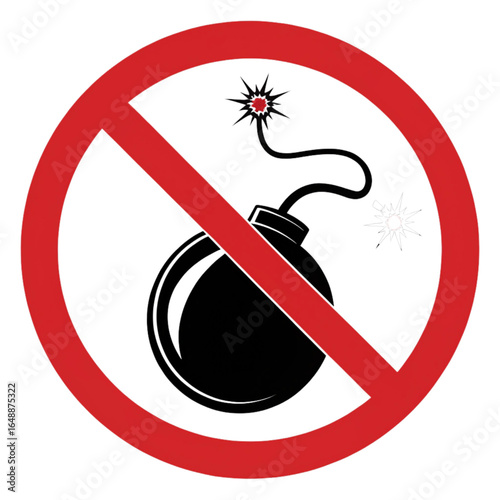 Stop danger immediately with this universal no bomb symbol, conveying safety and prevention
