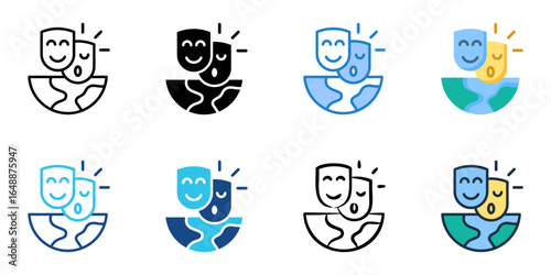Cultural Awareness icon set multiple style collection 
