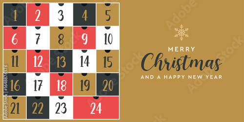 colorful advent calendar 24 christmas gifts vector illustration