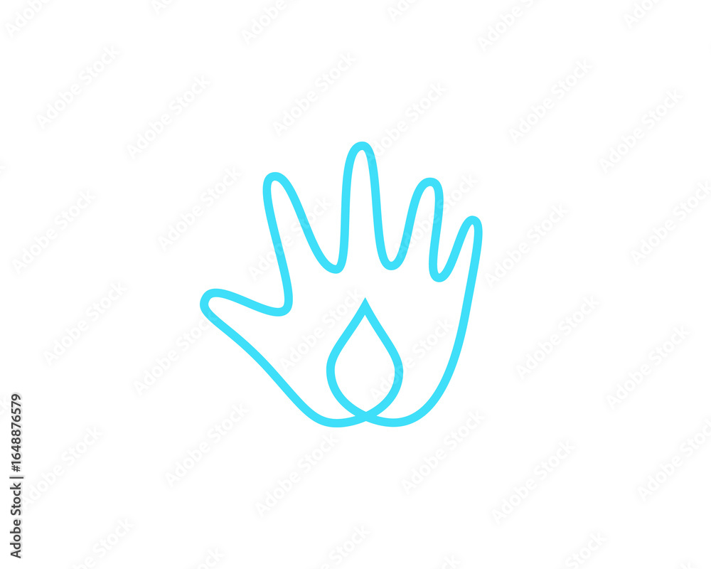 Abstract drop sign in the palm logo design. Minimalist continuous line water, clean, moisture icon sign logotype. Abstract drop sign in the palm logo design. Minimalist continuous line water, clean, moisture icon sign logotype.