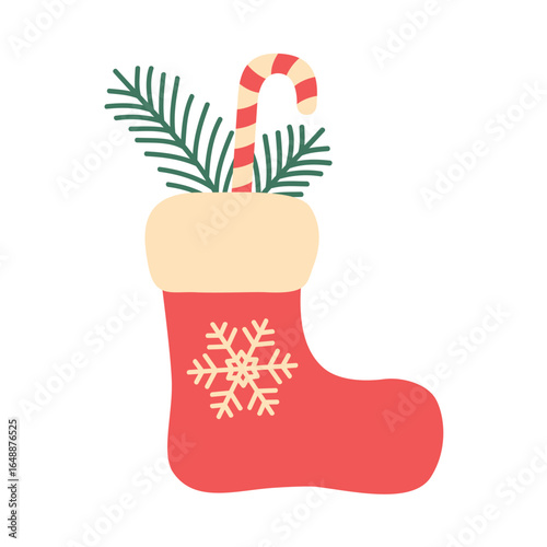 christmas sock with gifts isolated vector illustration