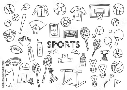 スポーツの手描きイラストセット