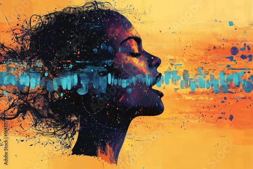 Art poster of a singing woman