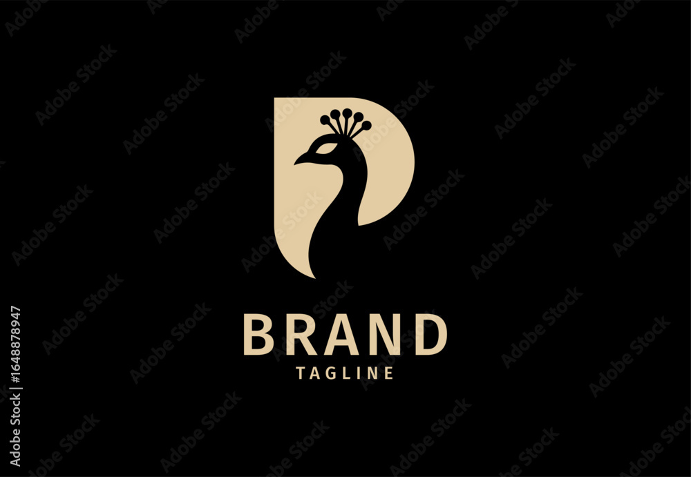 Fototapeta premium Peacock head logo with transparent background