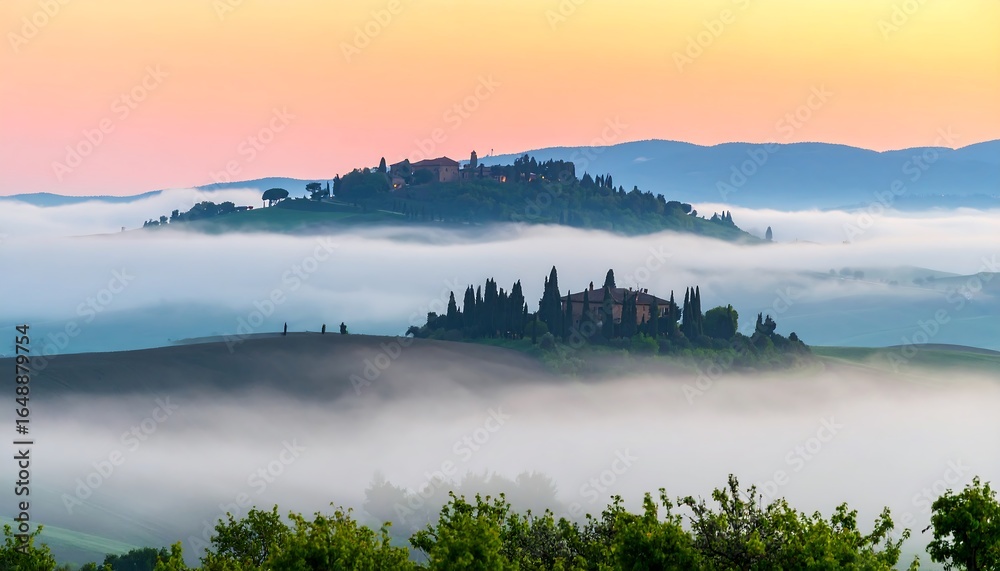 Fototapeta premium Misty Tuscan hills at dawn