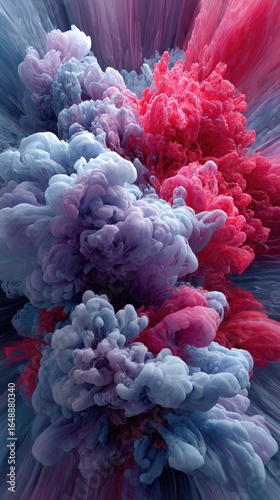 Abstract explosion of vibrant pink and purple ink