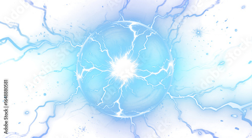 Energy Sphere with with Glowing Plasma and Lightning Bursts isolated on a transparent background