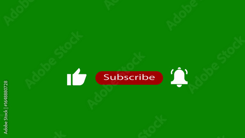 You Tube Subscribe Button and Bell Icon on Green Screen
