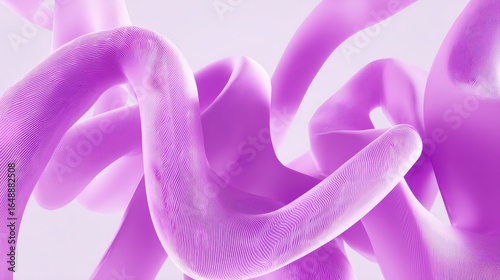 Abstract swirling, fluid, purple forms on a light background