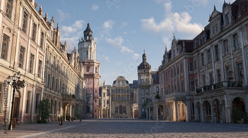 A historic European city square evokes timeless beauty and architectural on transparent background