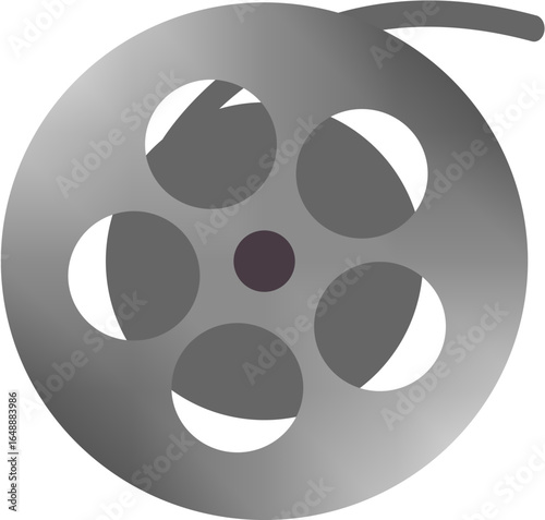 Film reel illustration featuring a classic design in grayscale  