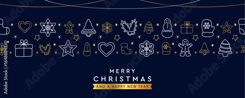 merry christmas card with seamless decoration vector illustration
