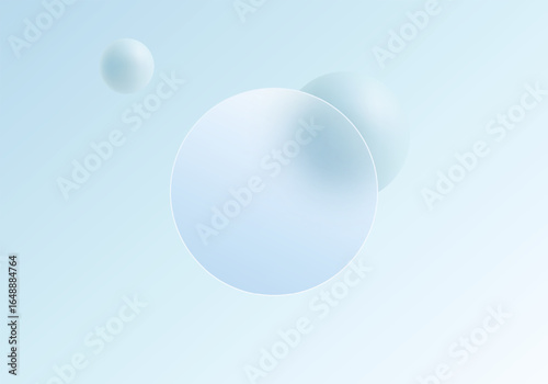 Light glass morphism background with spheres