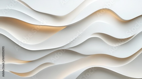 Abstract wavy architectural paneling in light cream and white