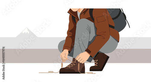Adventure Ready Hiker Lacing Boots for Mountain Trek Expedition Preparation