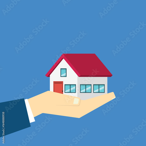 Hand holding house	