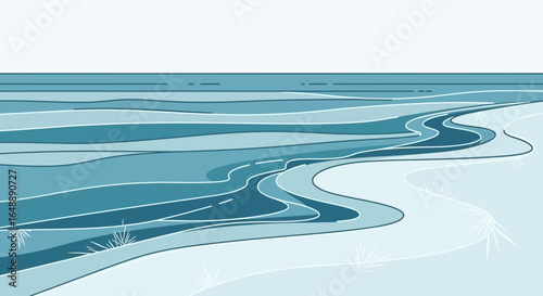 Abstract Serene Seascape Tranquil Ocean Ripples Peaceful Shores Artistic